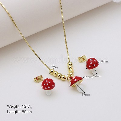 Комплекты из ожерелий и серег-гвоздиков из сплава эмали FS-WGCD19A-02-1