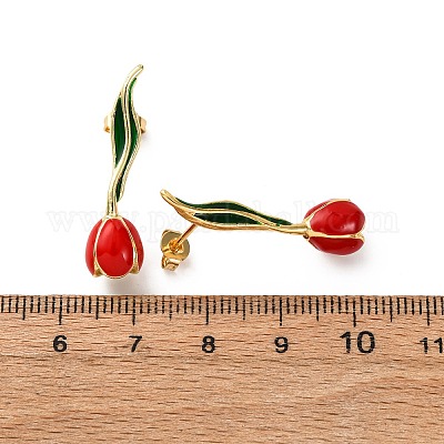 Серьги-гвоздики из латуни EJEW-F390-02G-01-1