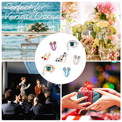 7 шт. туфли на высоком каблуке в двух стилях и броши со стразами в виде глаз и крыльев сердца JEWB-DC0001-04-1