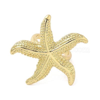 Открытые манжеты из латуни в виде морской звезды RJEW-U011-07G-1-1