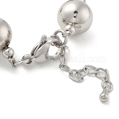 Латунные круглые браслеты из бусин для женщин BJEW-S159-02A-P-1