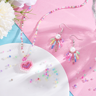 7 набор 7-х цветных прозрачных стеклянных бусин с блеском и радужными цветами GLAA-PH0003-80-1