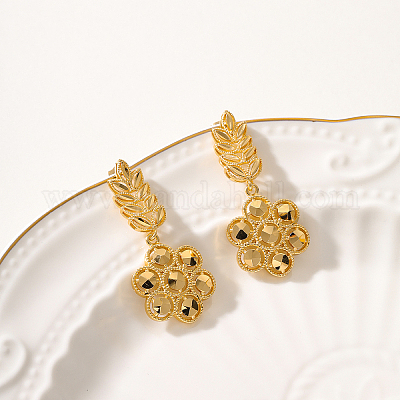 Элегантные винтажные серьги-гвоздики с цветком из латуни IR7632-1