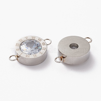 Соединительные звенья из нержавеющей стали 304 с микропаве из прозрачного кубического циркония X-STAS-I169-01P-1