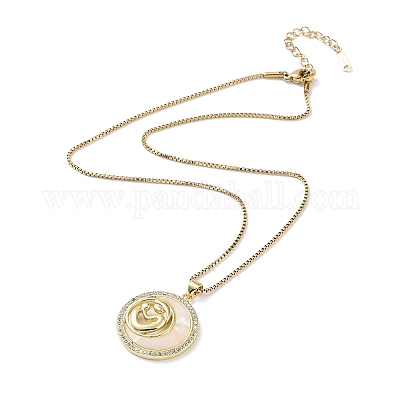 Ожерелья с подвеской из латуни с микро паве на День матери и прозрачным кубическим цирконием NJEW-G126-01A-1