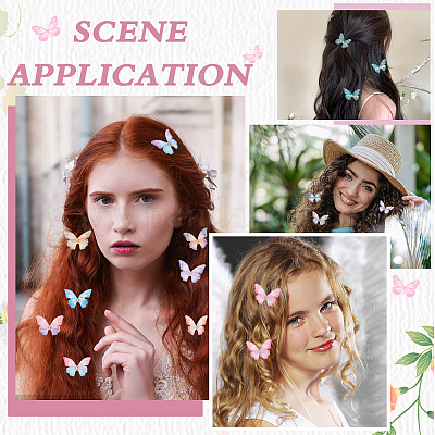 24 шт. 12-х цветная тканевая заколка для волос в виде бабочки из кожи аллигатора FIND-CP0002-47-1