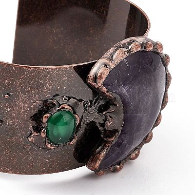 Открытые браслеты-манжеты с натуральным аметистом BJEW-A130-02-1