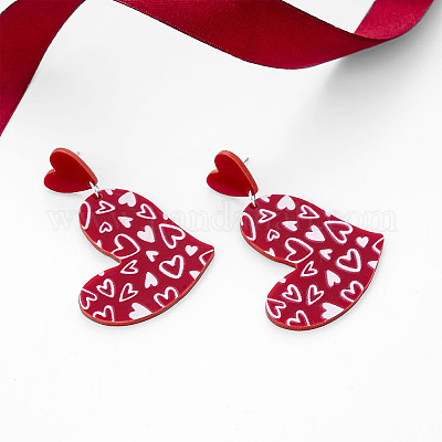 Valentinstag Acryl Herz Ohrstecker&nbsp;FS-WGE7447-06-1