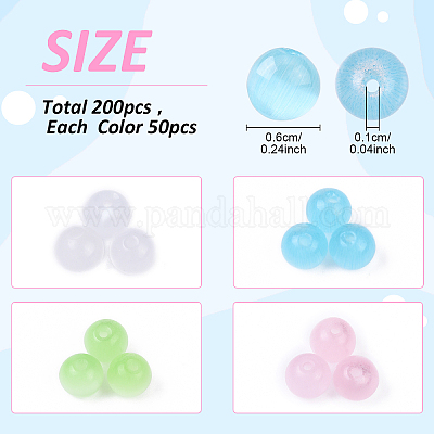 200 шт. 4-х цветные бусины кошачий глаз&nbsp;CE-YW0001-04-1