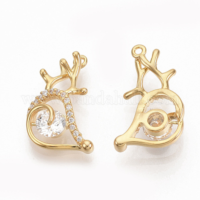 Латунные микропаве прозрачные подвески с фианитом ZIRC-Q021-006G-NF-1