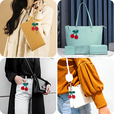 4 шт. 2 цвета вишневой шерсти вязаные подвески украшения HJEW-CP0001-19-1