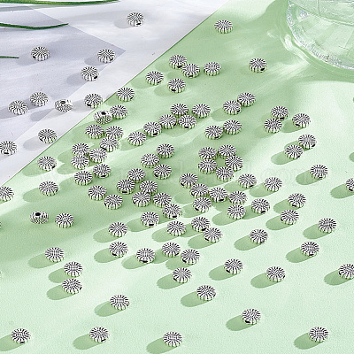 UR URLIFEHALL 200 Perline Distanziali In Argento Tibetano, 10 Stili, Piatte, Rotonde, A Forma Di Fiore, Perline Sfuse Per Gioielli Fai Da Te, Artigianato, Decorazioni Per Capelli - Foto 12