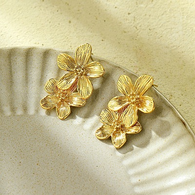 Серьги-гвоздики в форме цветка из нержавеющей стали 304 для женщин EJEW-U023-09G-1