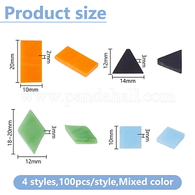 400 шт. 4 стиля мозаичной плитки стеклянные кабошоны DIY-DC0003-67-1