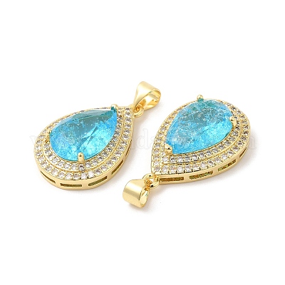 Настоящие 16к позолоченные латунные подвески с микропаве и кубическим цирконием ZIRC-L103-062G-03-1