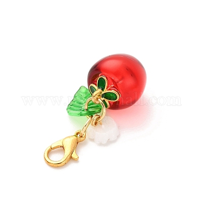 8 шт. подвесное украшение в виде яблока из прозрачного стекла HJEW-JM04216-1