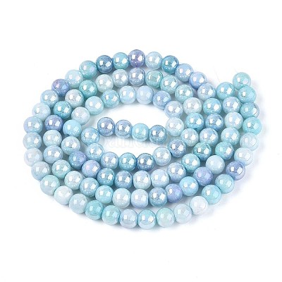 Гальванические непрозрачные стеклянные бусины EGLA-T026-8mm-05B-1