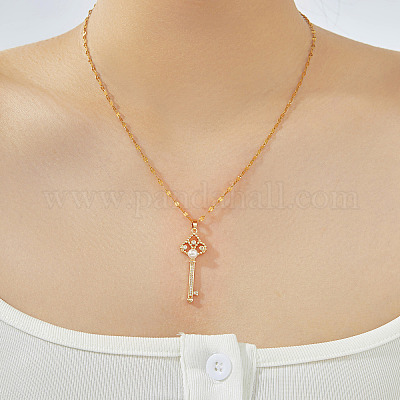 Элегантные латунные ожерелья с подвеской в виде цветка ириса с прозрачным кубическим цирконием HJ7231-1