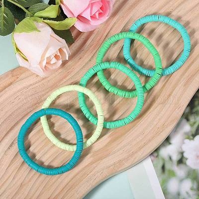 20шт 5 цвета полимерная глина Heishi Surfer стрейч браслеты набор BJEW-SW00132-1