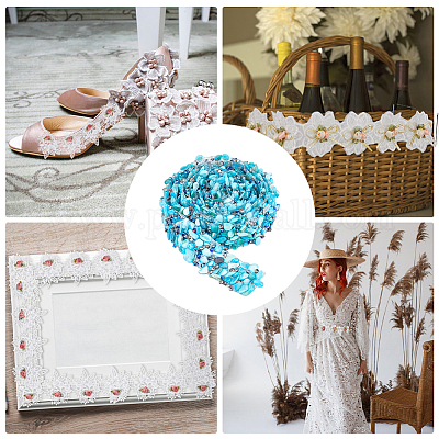 Отделка лентой из натуральных камней и пластиковых бусин FIND-WH0421-56B-1