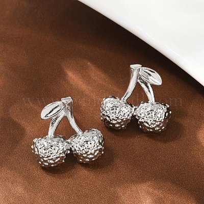 Серьги-гвоздики из вишневой латуни EJEW-F895-18P-1