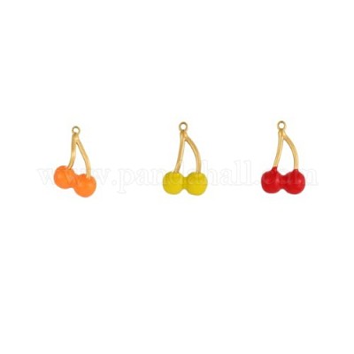 Подвески с вишневыми подвесками из нержавеющей стали 304 с эмалью STAS-OY004-11G-1