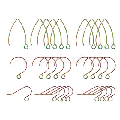 60 шт. 3 стиля ионного покрытия (IP) 304 нержавеющая сталь крючки для сережек STAS-LS0001-57MC-1