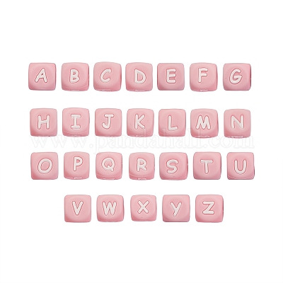 26 шт. 26 стиля силиконовые бусины с алфавитом для изготовления браслетов или ожерелий SIL-SZ0001-01B-1