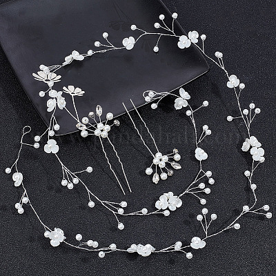 1шт свадебный ободок с цветочным жемчугом для невесты OHAR-GO0001-07-1