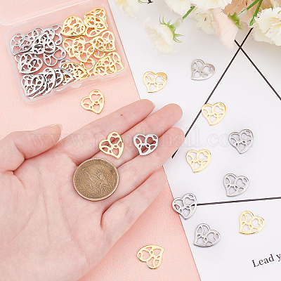 Wholesale DICOSMETIC 44Pcs 11 Colors Stainless Steel Heart Shape