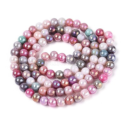 Гальванические непрозрачные стеклянные бусины EGLA-T026-8mm-05F-1