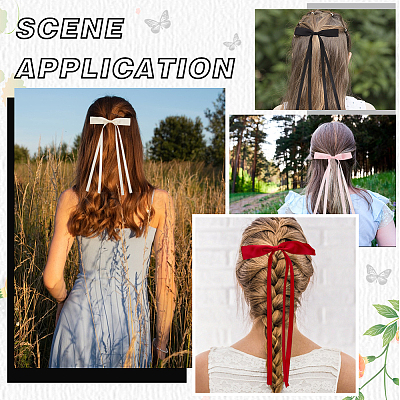 Заколки для волос из кожи аллигатора с бантом из полиэфирной ленты AJEW-CP0008-40B-1