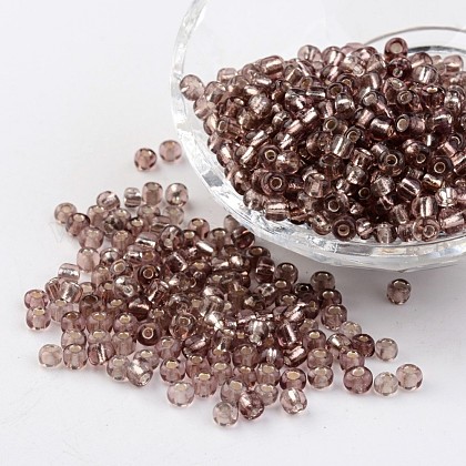 Une rond d'argent perles de graine de verre doublé trou rond X-SEED-A005-4mm-56-1
