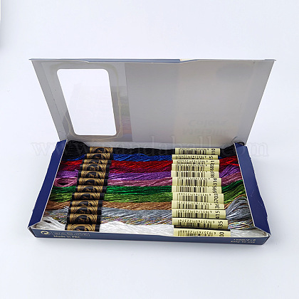 Set 12 Matasse Filo Da Ricamo Metallico Glitter – Oro E Argento – Poliestere Per Punto Croce E Fai Da Te