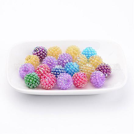 Mixed AB Color Bumpy Acrylic Round Ball Beads X-MACR-A002-M-1