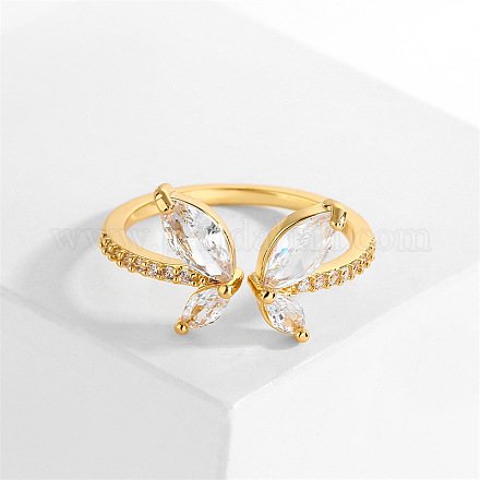 Кольца-манжеты из латуни с микропаве из кубического циркония в виде бабочки WG9662B-02-1