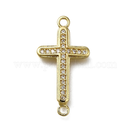 Подвески-крестики из латуни с прозрачным кубическим цирконием ZIRC-I070-003G-1