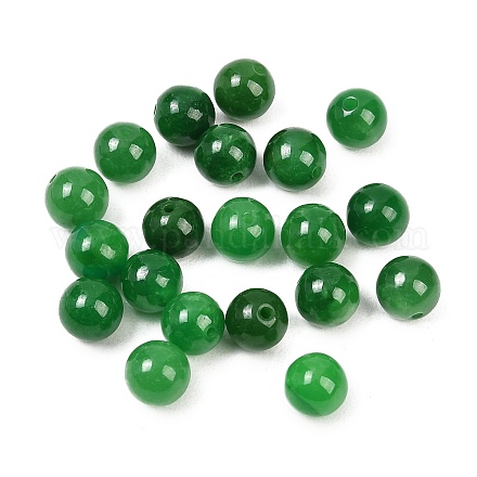 天然ミャンマー翡翠染めビーズ ラウンド 片穴 グリーン 7.5~8mm 穴