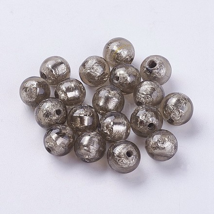 Perles vernissées de feuille en argent manuelles LAMP-J089-P02-1