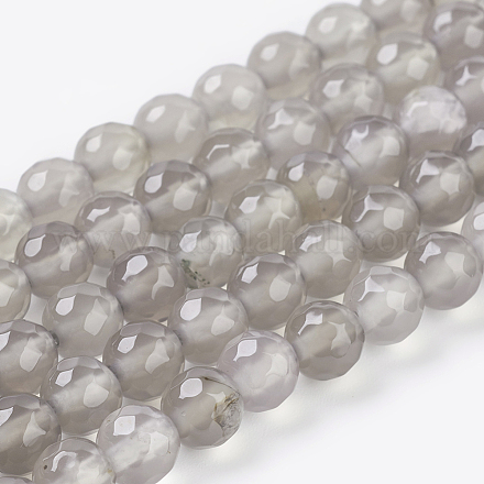 Chapelets de perles en agate grise naturelle X-G-G067-6mm-1-1