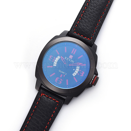 腕時計  クォーツ時計  アロイウォッチヘッドとPUレザーストラップ  レッド  10-1/4インチ（26.1cm）  20x3mm  ウォッチヘッド：46x50.5x13mm WACH-I017-05A-1