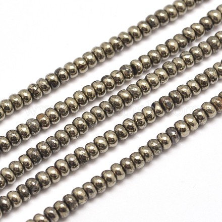 Rondelle Natural Pyrite Beads Strands G-I126-12-4x3mm-1