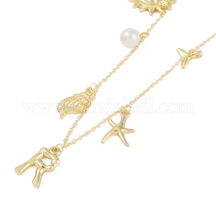 Богемные летние пляжные ожерелья с подвеской в форме ракушки из 18-каратного золота IL8059-18-1