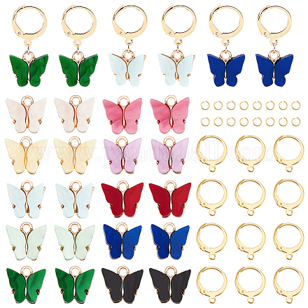 Ahandmaker 10 paio di kit fai da te per creare orecchini con ciondolo a farfalla DIY-GA0003-91-1