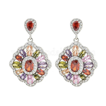 Латунь микро проложить кубический цирконий болтающиеся серьги стержня EJEW-H014-01P-10-1