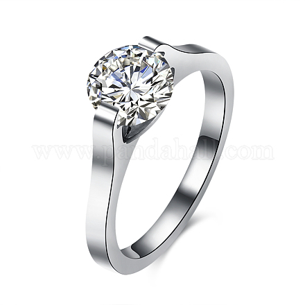 Impressionante design in acciaio al titanio anelli di fidanzamento zirconi RJEW-BB15757-1