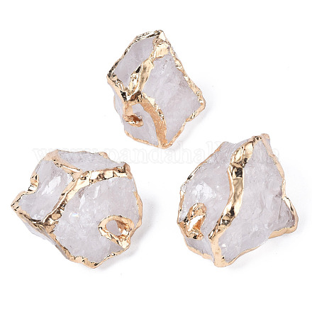 Perles de cristal de quartz naturel plaquées G-T133-23-1