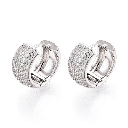 Латунные серьги-кольца из прозрачного кубического циркония EJEW-T048-48P-1