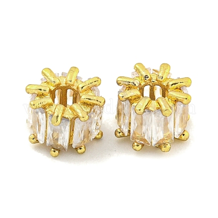 Покрытие стойки латунь микро паве розовый кубический цирконий европейские бусины KK-L215-327G-01-1