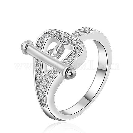 Cuore di ottone anelli zirconi romantici per le donne RJEW-BB11525-8-1
